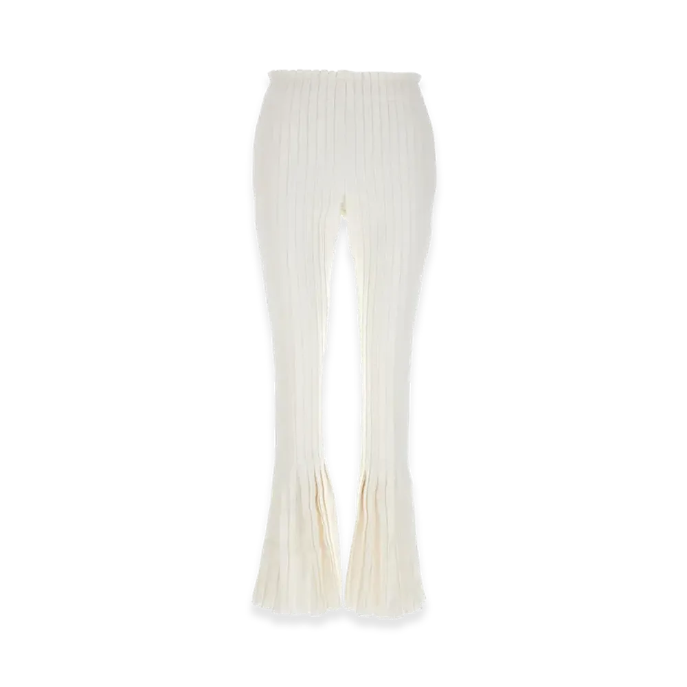 sacai Women's Ribbed Pleated Pants "White"