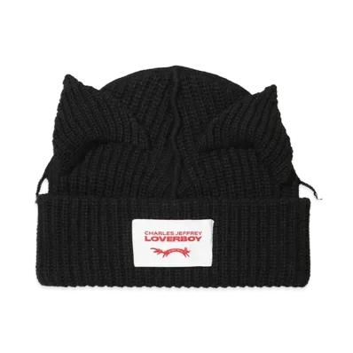 Charles Jeffrey Loverboy SUPERSIZED CHUNKY EARS BEANIE "BLACK"