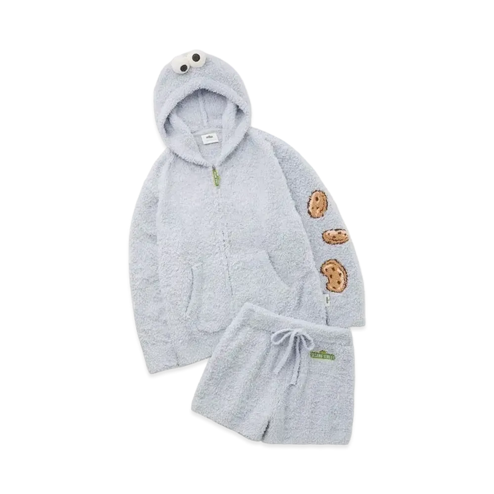 GELATO PIQUE x Sesame Street Cookie Monster Parka & Short Pants Set "Blue"
