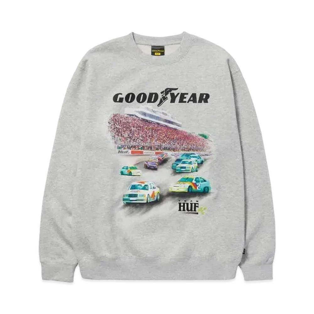 HUF x GOODYEAR Team HUF Crewneck "Heather Grey"
