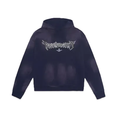 T.C.R METAL LOGO FADE WASHED HOODIE "NAVY"