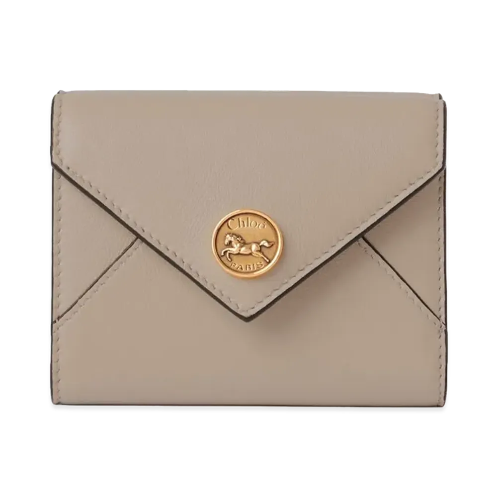 Chloe Envelope Grain Leather Small Trifold Wallet "Motty Grey"