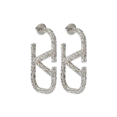 Valentino Garavani Women's V Logo Signature Earrings "Silver"