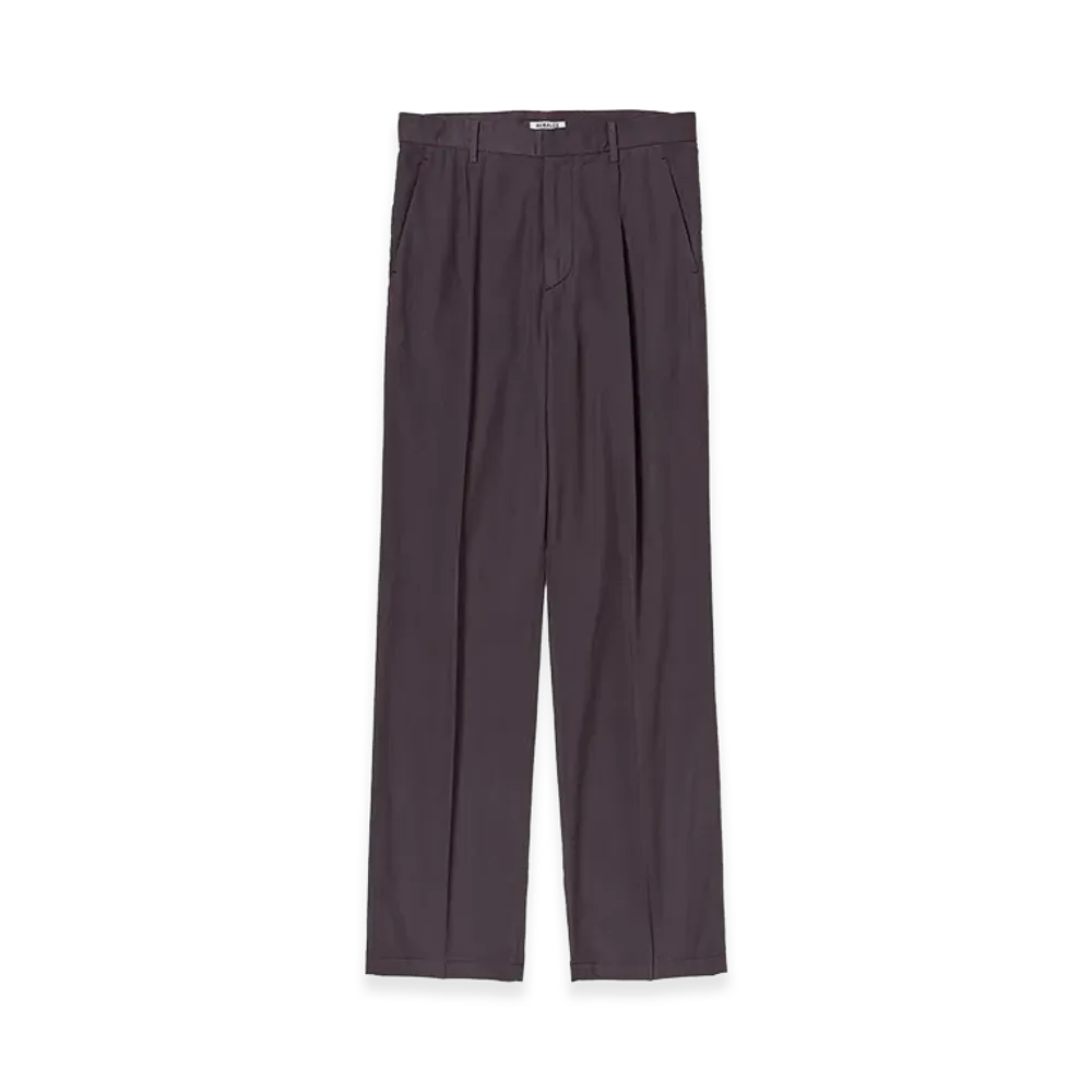 AURALEE Garment-Dyed Finx Shuttle Weather One-Tuck Slacks "Dark Brown"