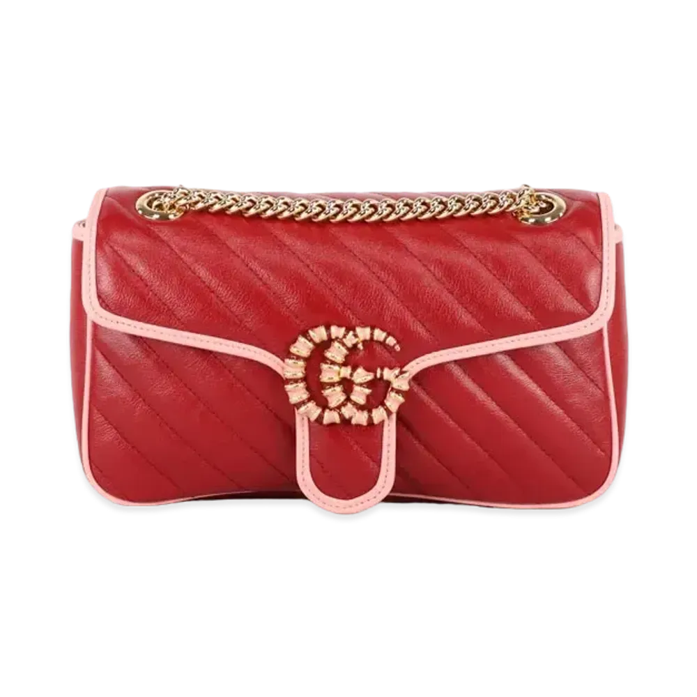 GUCCI GG Marmont Small Shoulder Bag "Red/Pink"