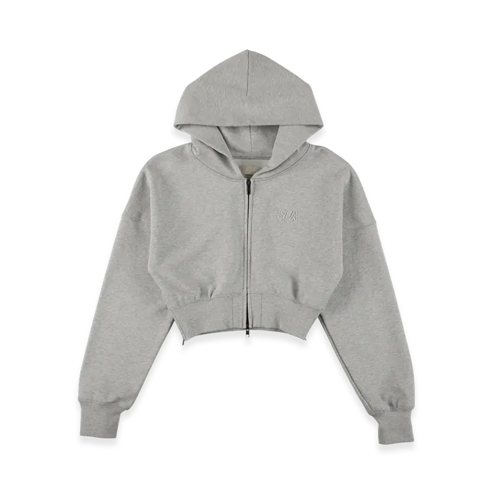 WIND AND SEA Cozy Zip Cropped Hooded Sweatshirt "Heather Gray"
