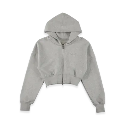 WIND AND SEA Cozy Zip Cropped Hooded Sweatshirt "Heather Gray"