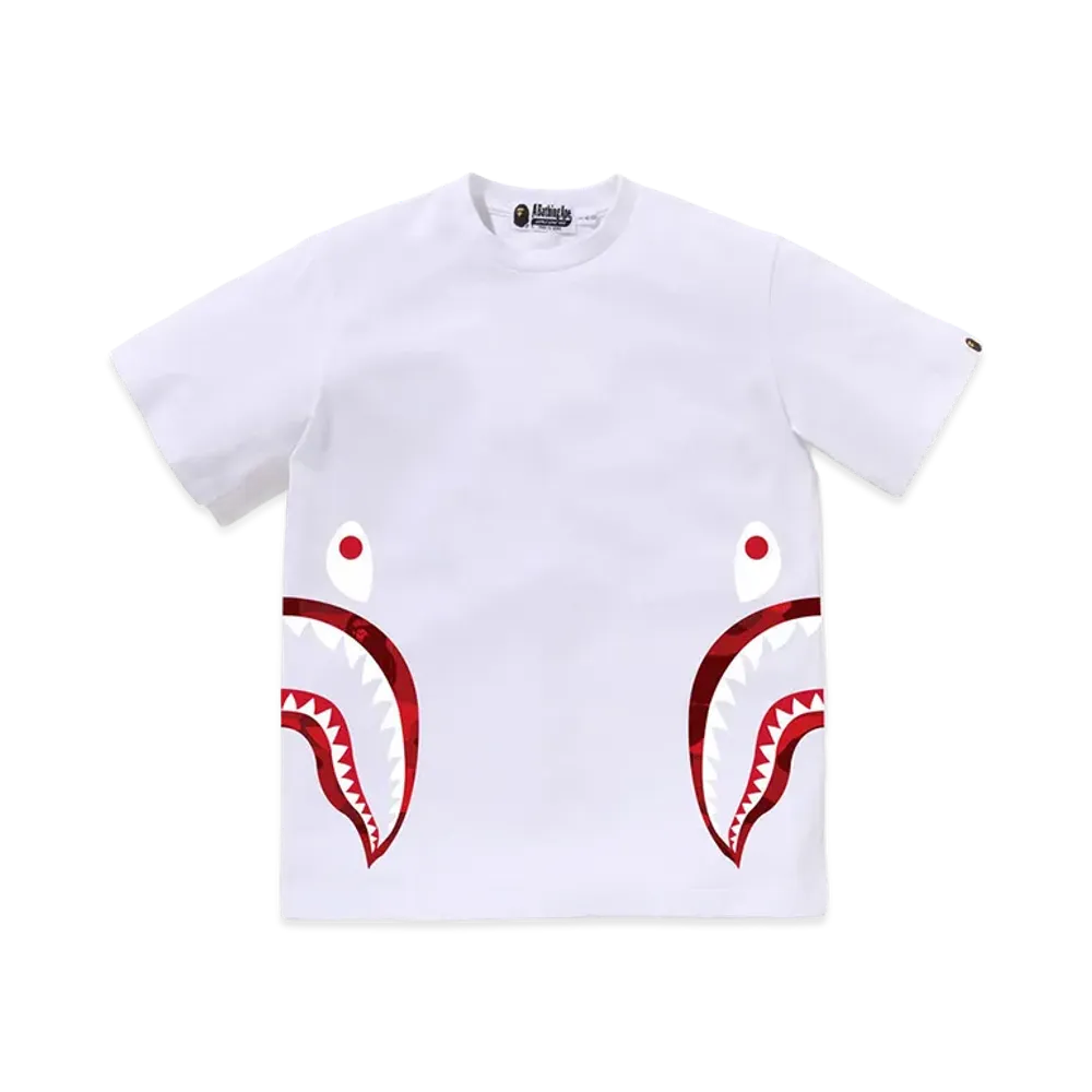 A BATHING APE Junior Color Camo Side Shark Tee "White/Red"