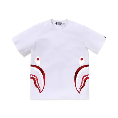 A BATHING APE Junior Color Camo Side Shark Tee "White/Red"