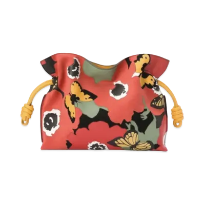 LOEWE Pansies Flamenco Clutch In Nappa Calfskin and Suede "Multicolor/Yellow Mango"