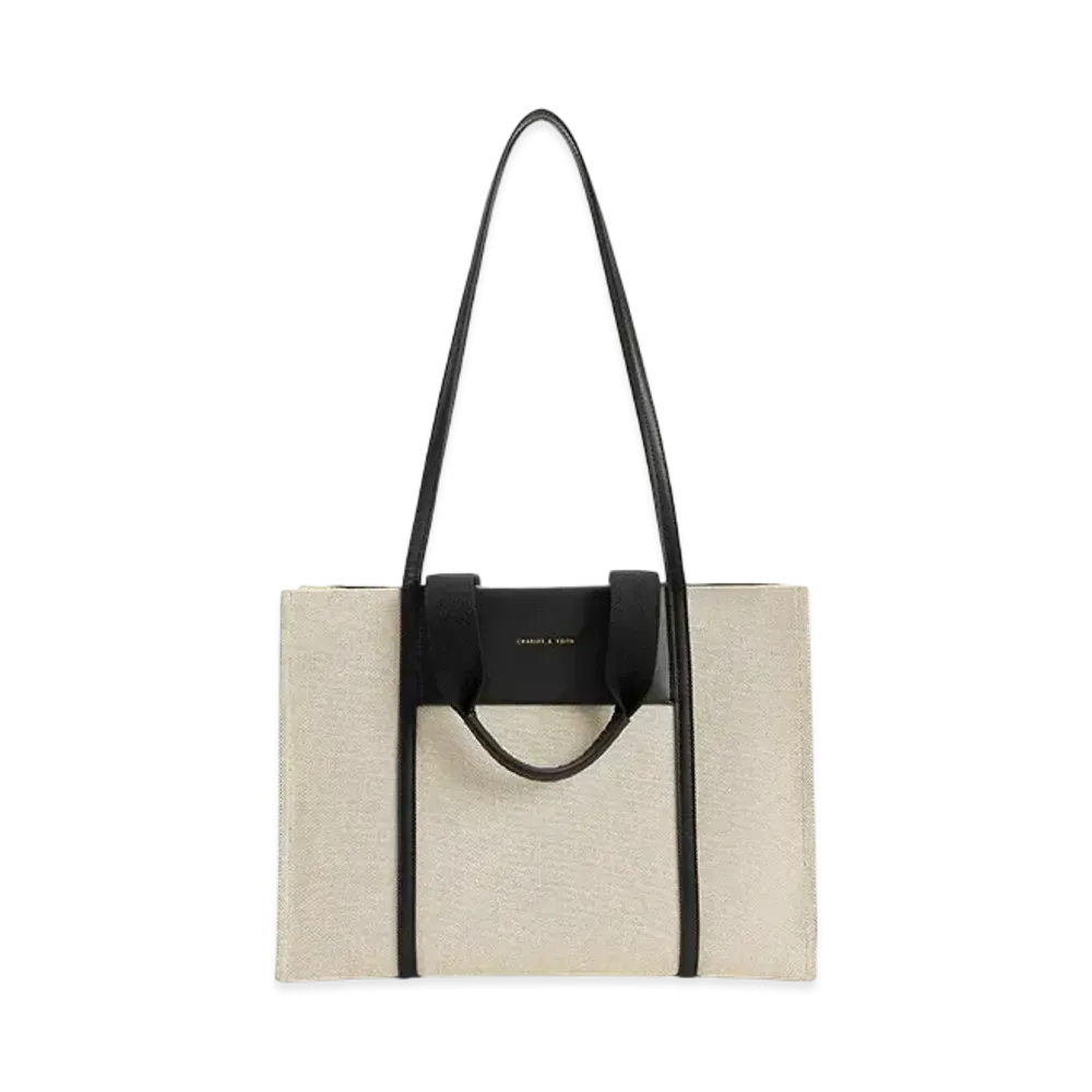 CHARLES & KEITH Sharia Large Double Handle Tote Bag "Black"