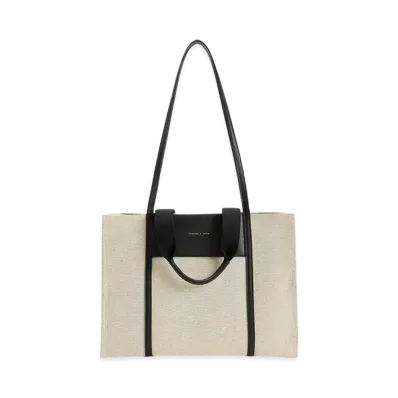 CHARLES & KEITH Sharia Large Double Handle Tote Bag "Black"