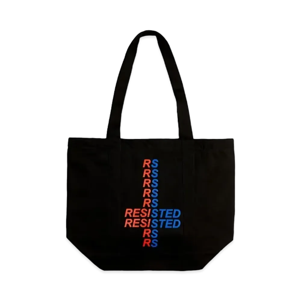 RAF SIMONS Small Denim Tote Bag with Print and RS Badge "Black"