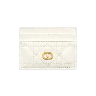 Dior Jolie Freesia Card Holder Cannage Lambskin "Latte White"