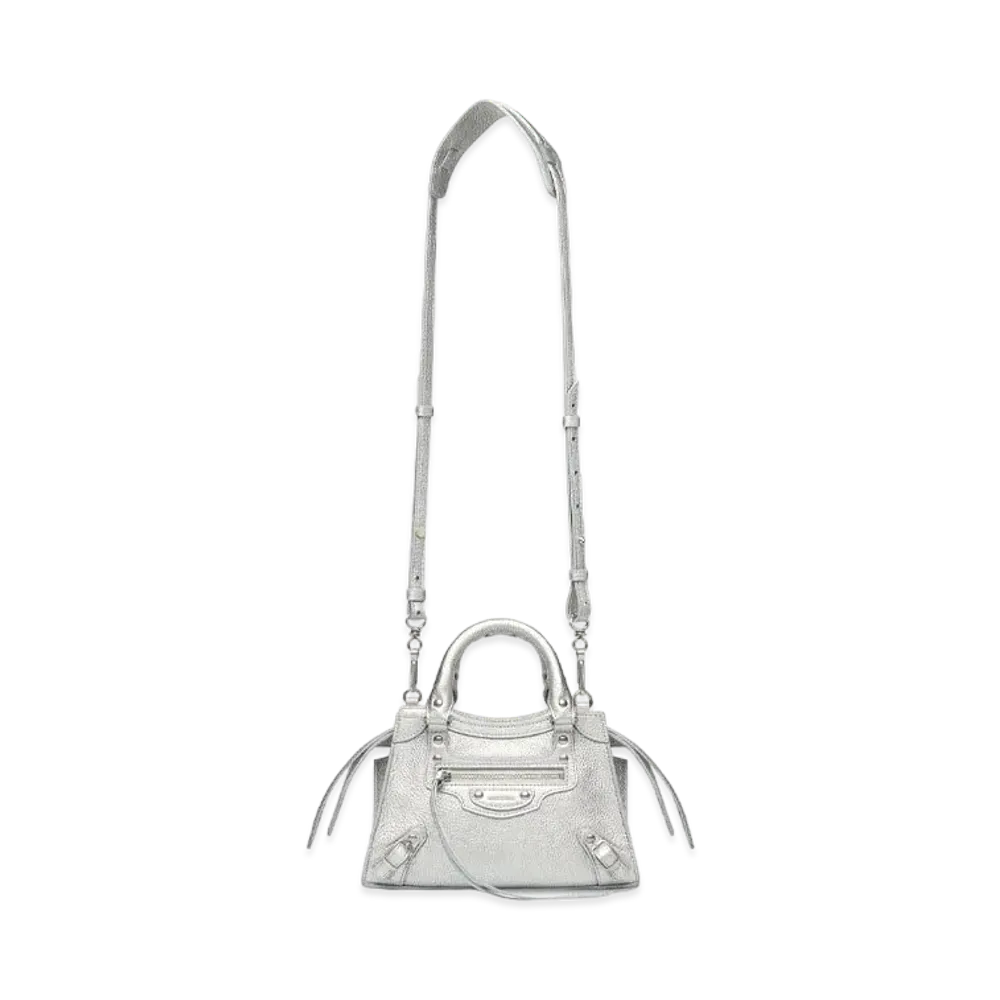 BALENCIAGA Women's Neo Classic Mini Top Handle Bag "Silver"