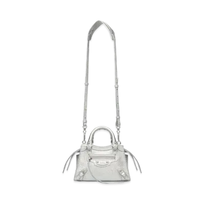 BALENCIAGA Women's Neo Classic Mini Top Handle Bag "Silver"