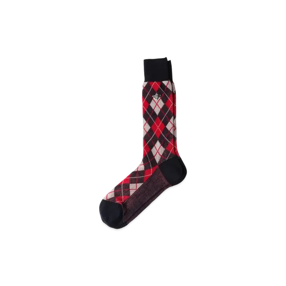 PRADA Men's Argyle Cotton Ankle Socks "Navy"
