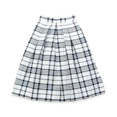 Max Mara Women's Studio Check Pleated Skirt "Navy"