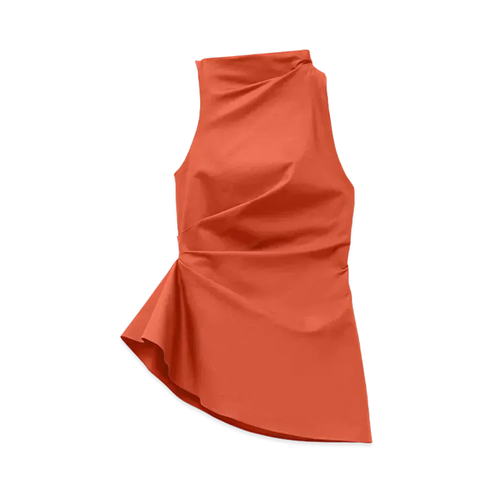 Alexander McQUEEN Asymmetric Gathered Top "Orange"
