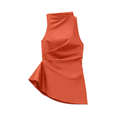 Alexander McQUEEN Asymmetric Gathered Top "Orange"