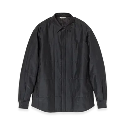 AURALEE Quilted Light Silk Cotton Shirt "Ink Black"
