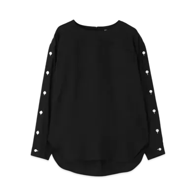 Paul Smith Women's Sleeve Button Blouses "Black"