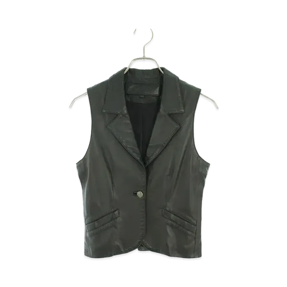 Chrome Hearts Cross Ball Button Sleeve Jacket Vest "Black"