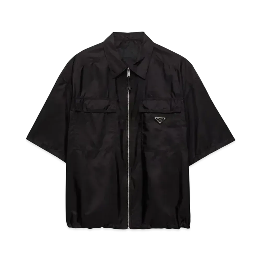 PRADA Men's Short-Sleeve Light Re-Nylon Shirt "Black"