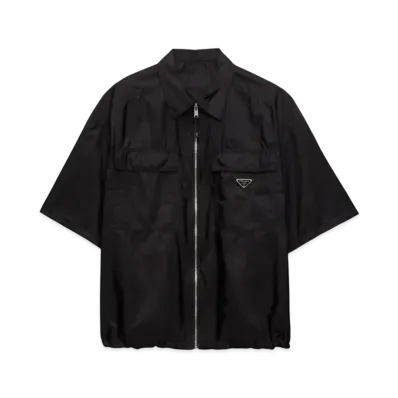 PRADA Men's Short-Sleeve Light Re-Nylon Shirt "Black"