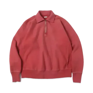 A.PRESSE Vintage Half Zip Sweatshirt "Red"