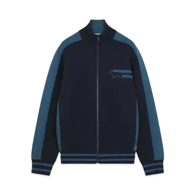 Maison Kitsune Flash Fox Zip Cardigan "Lake Blue"