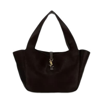Saint Laurent Women's Chocolate Calf Hair Le 5 A 7 Bea Shopping Bag "Brown"