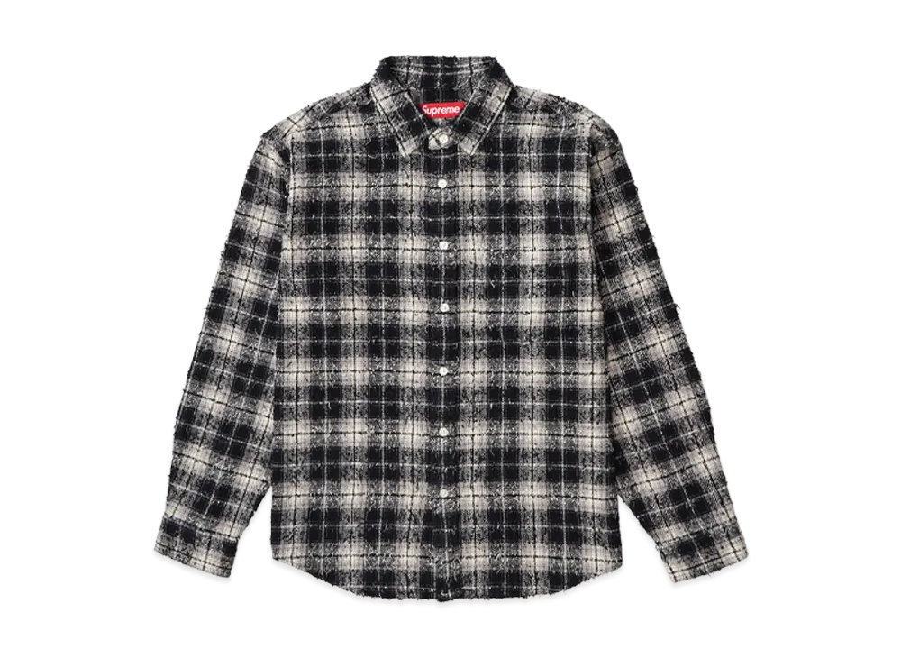 Supreme Frayed Textured Plaid Shirt "Black"