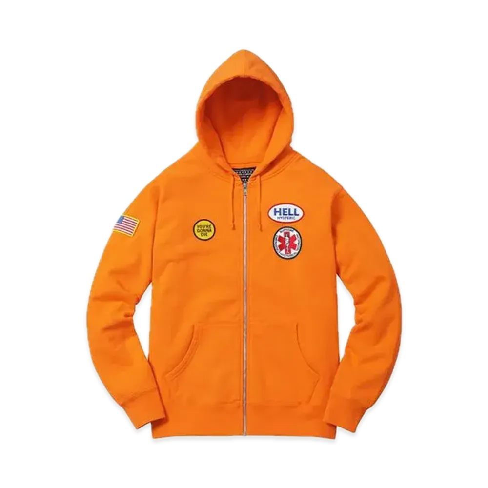 Supreme x HYSTERIC GLAMOUR Patches Zip Up Sweatshirt"Orange"