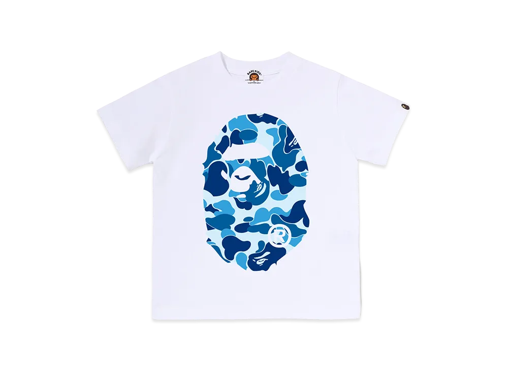 A BATHING APE Kids ABC Camo Big Ape Head Tee "White/Blue"
