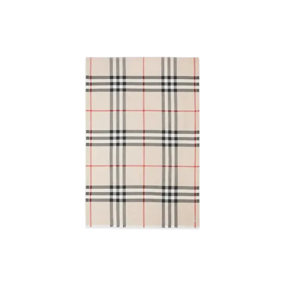Burberry Check Wool Silk Scarf "Stone"