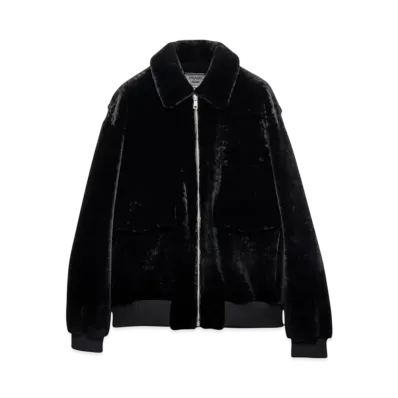 PRADA Men's Shearling Bomber Jacket "Black"