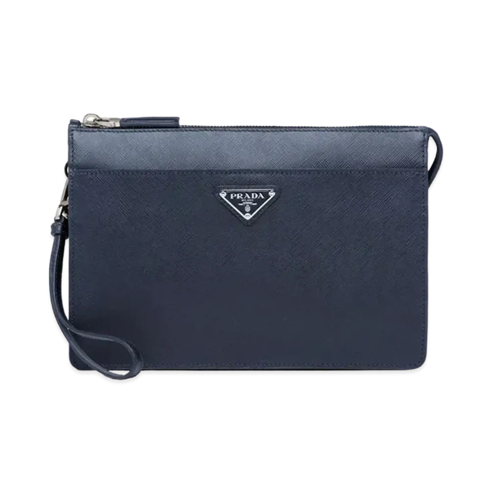 PRADA Saffiano Leather Pouch "Navy"