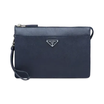 PRADA Saffiano Leather Pouch "Navy"