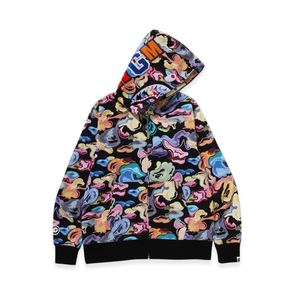 A BATHING APE Art Camo Shark Full Zip Hoodie "Black"
