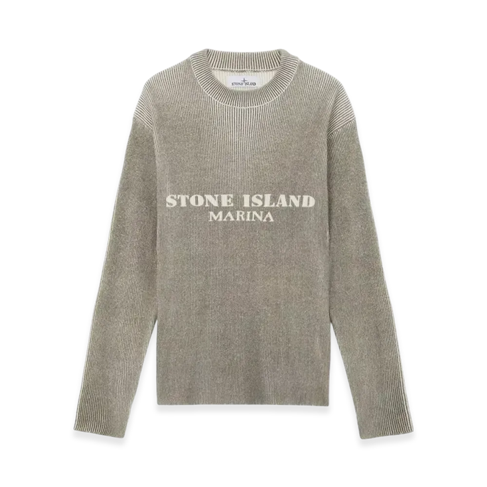 Stone Island 542XB Printed Wool Blend Stone Island Marina Loose Fit Crewneck Sweater - 24FW "Walnut Brown"