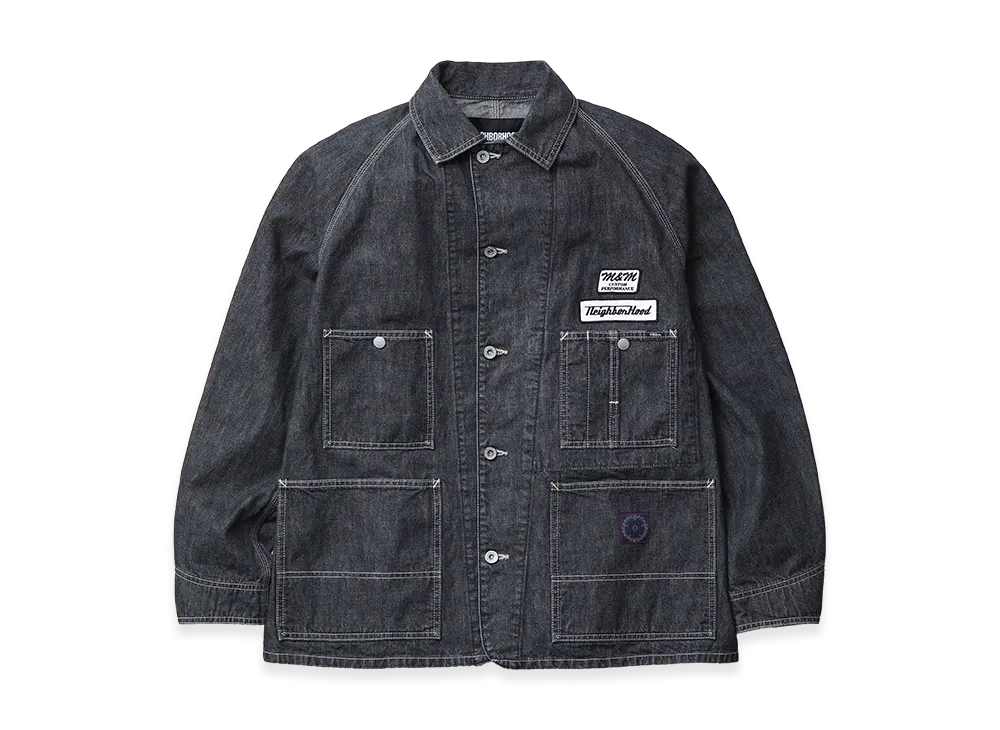 NEIGHBORHOOD x M&M . Washed Denim Coverall Jacket "Black"