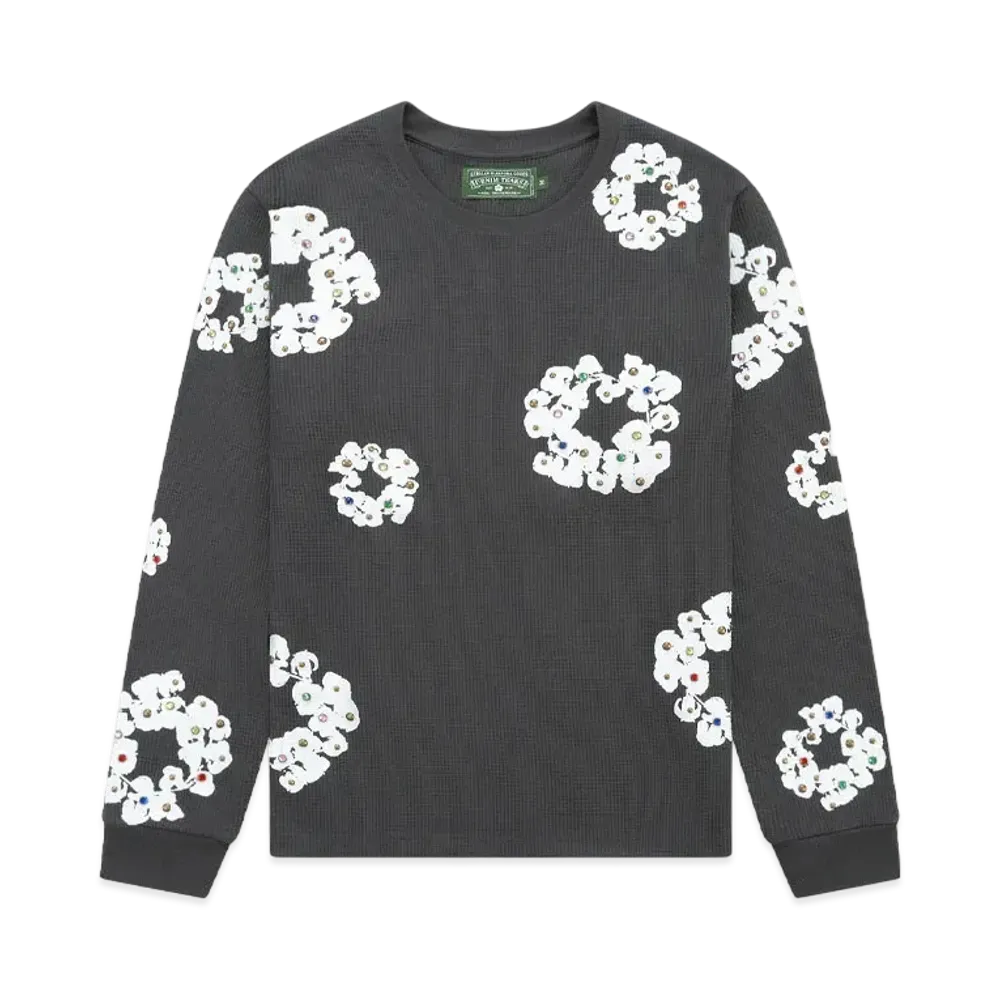 DENIM TEARS Rhinestone Cotton Wreath Thermal "Vintage Black"