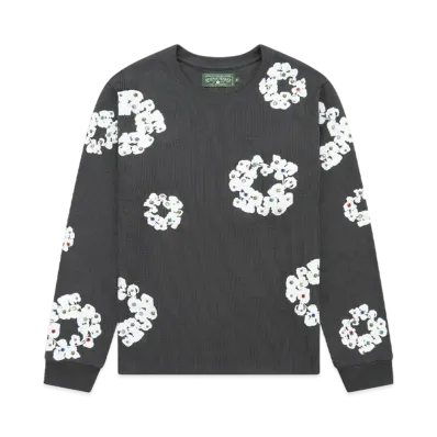 DENIM TEARS Rhinestone Cotton Wreath Thermal "Vintage Black"