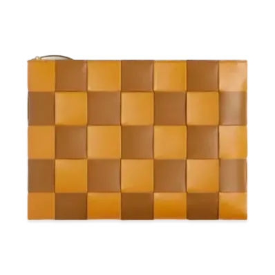 Bottega Veneta Calfskin Medium Pouch Clutch "Golden Brown/Camel"