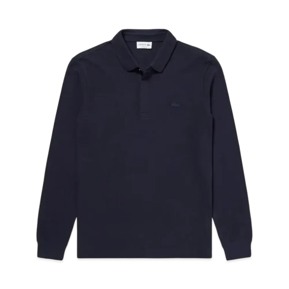 LACOSTE Hiyoku Front Long Sleeve Polo Shirt "Navy"