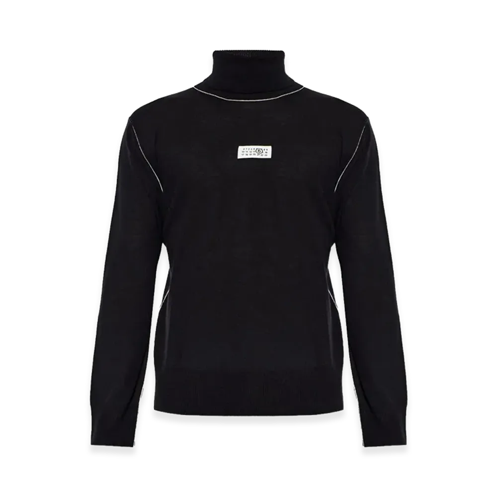 MM6 Maison Margiela Turtleneck Sweater with Contrast Stitching "Black"