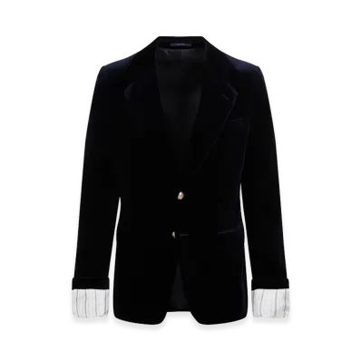 GUCCI Turned-Up Velvet Cuff Blazer "Blue"