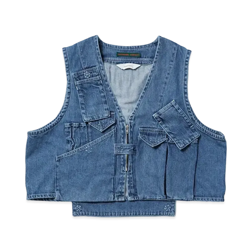 Sasquatchfabrix "Katharine Hamnett" Denim Vest "Indigo Blue"