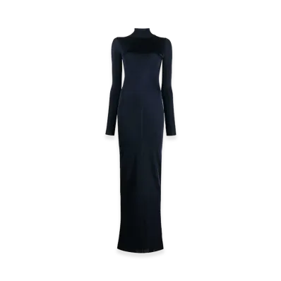Saint Laurent Women's Long Viscose Dress "Navy"